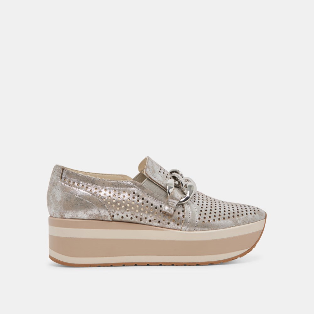 Dolce Vita Jhenee Perforated Sneakers Silver Nubuck