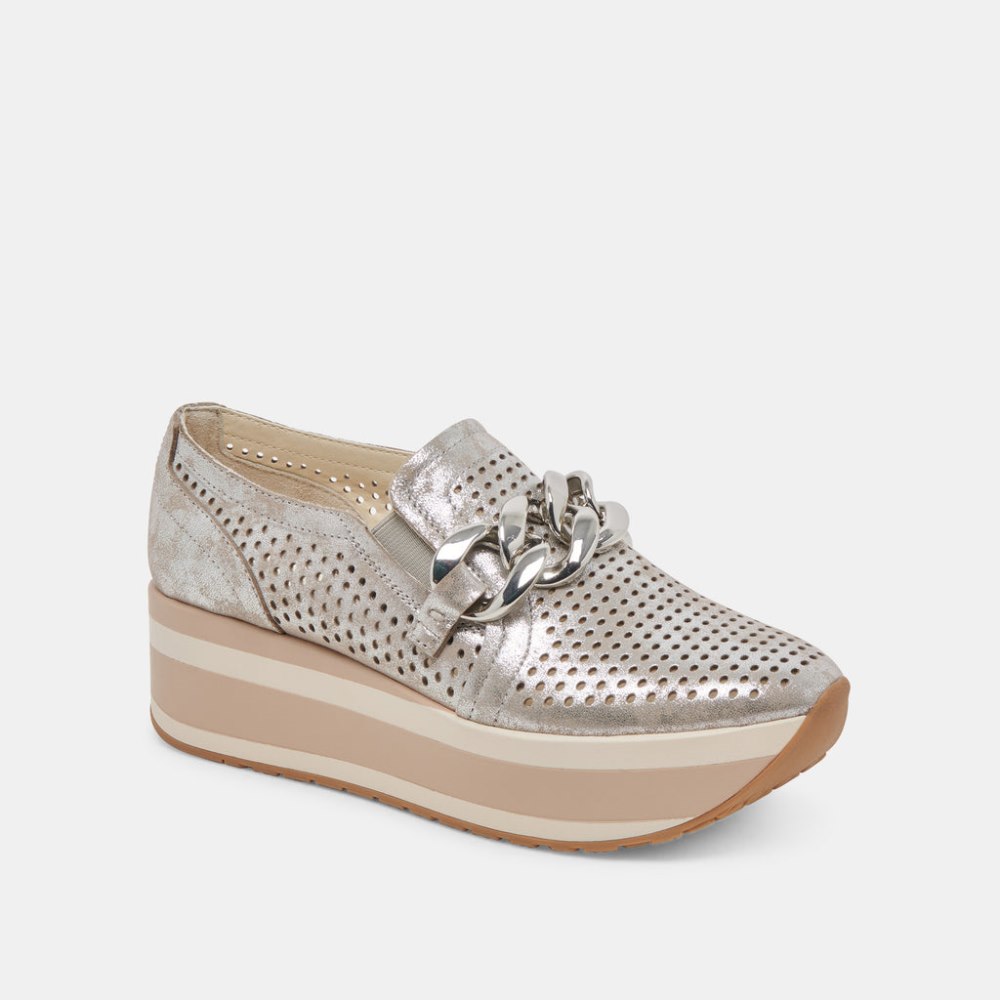 Dolce Vita Jhenee Perforated Sneakers Silver Nubuck