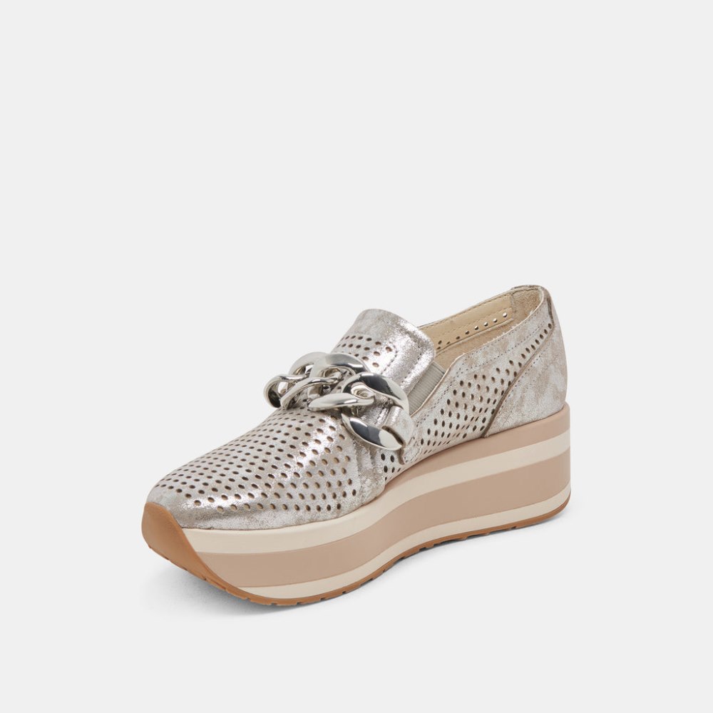 Dolce Vita Jhenee Perforated Sneakers Silver Nubuck