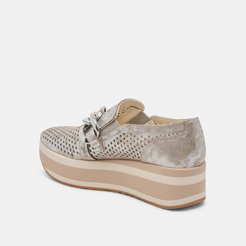 Dolce Vita Jhenee Perforated Sneakers Silver Nubuck