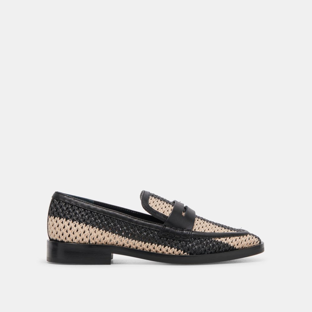 Dolce Vita Halley Flats Black Multi Raffia