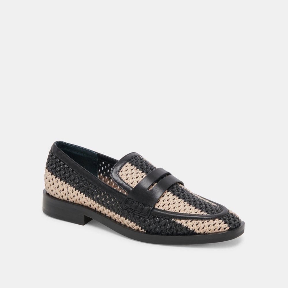 Dolce Vita Halley Flats Black Multi Raffia