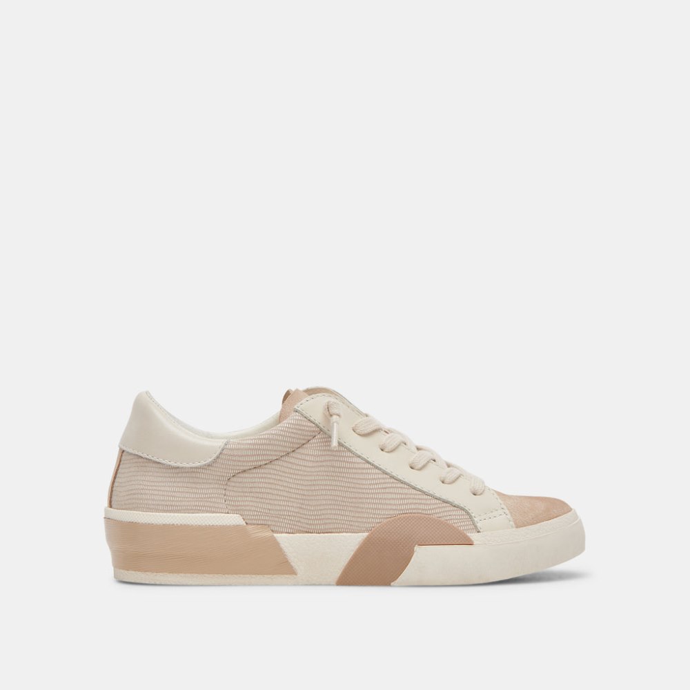 Dolce Vita Zina Sneakers White Dune Embossed Leather