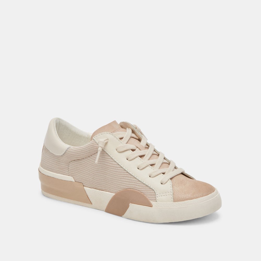 Dolce Vita Zina Sneakers White Dune Embossed Leather