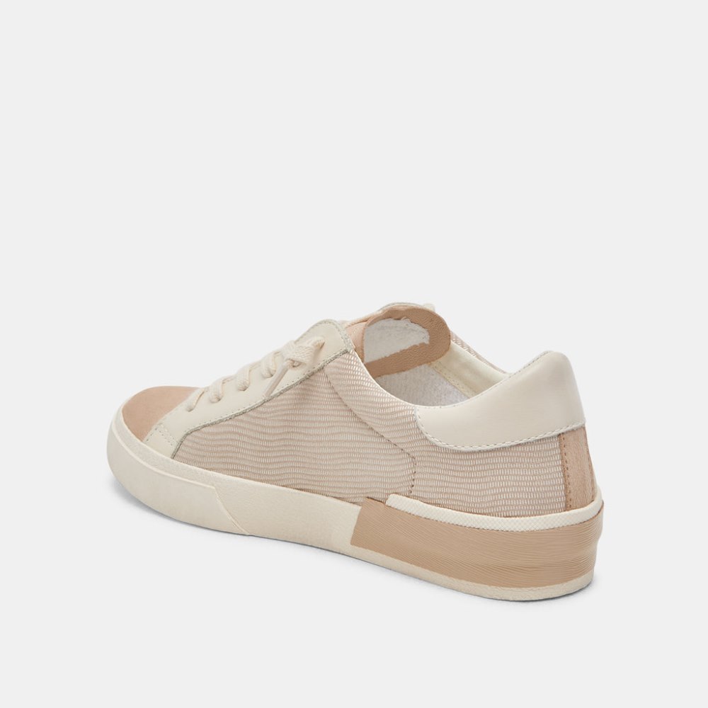 Dolce Vita Zina Sneakers White Dune Embossed Leather