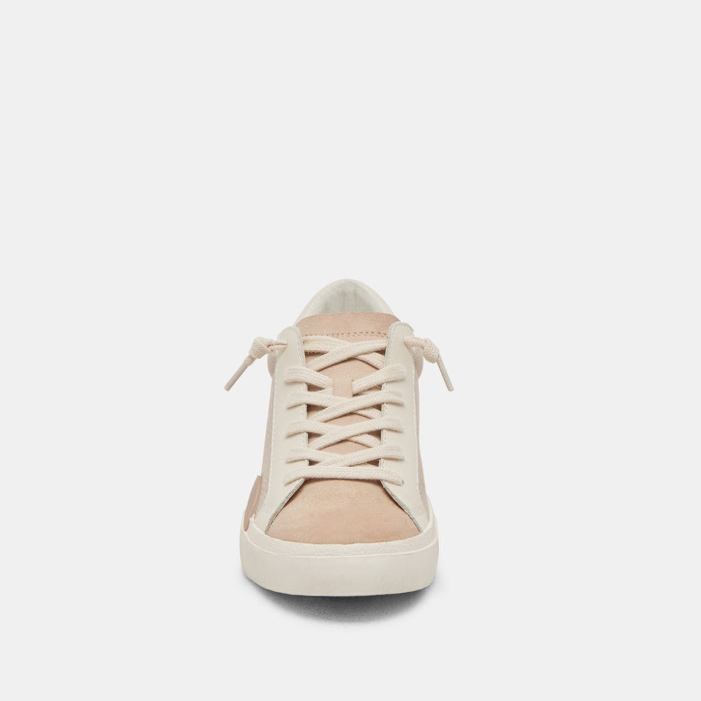 Dolce Vita Zina Sneakers White Dune Embossed Leather