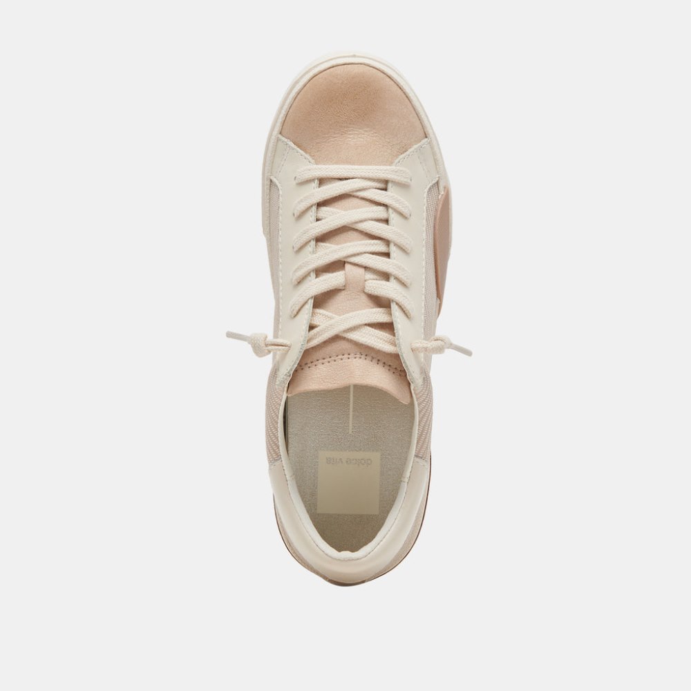 Dolce Vita Zina Sneakers White Dune Embossed Leather