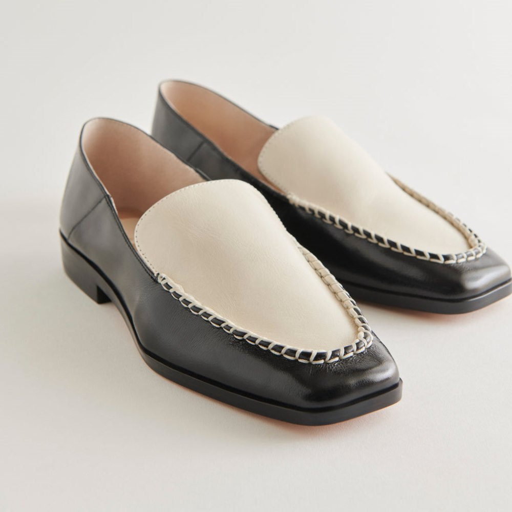 Dolce Vita Beny Flats White Black Crinkle Patent