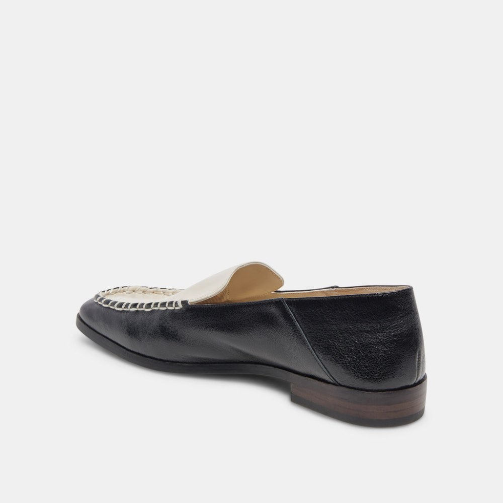 Dolce Vita Beny Flats White Black Crinkle Patent