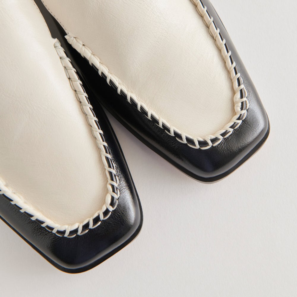Dolce Vita Beny Flats White Black Crinkle Patent