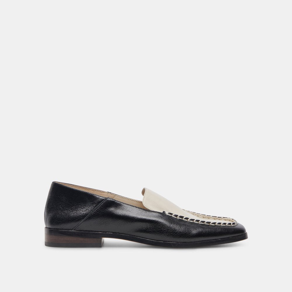 Dolce Vita Beny Flats White Black Crinkle Patent