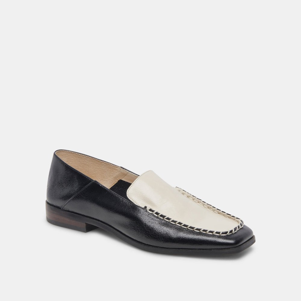 Dolce Vita Beny Flats White Black Crinkle Patent