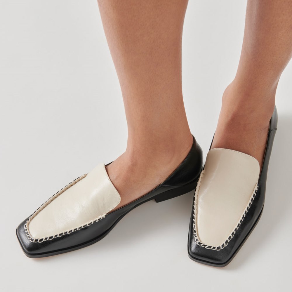 Dolce Vita Beny Flats White Black Crinkle Patent