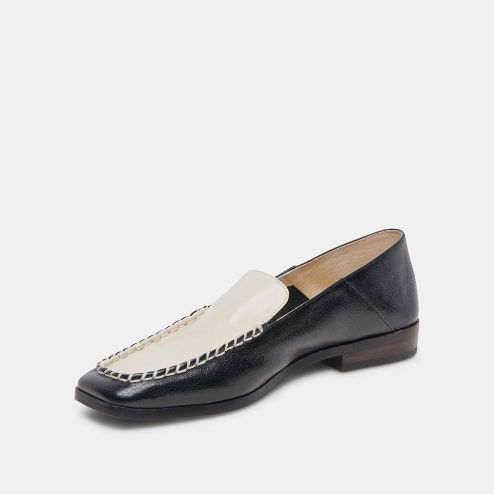 Dolce Vita Beny Flats White Black Crinkle Patent