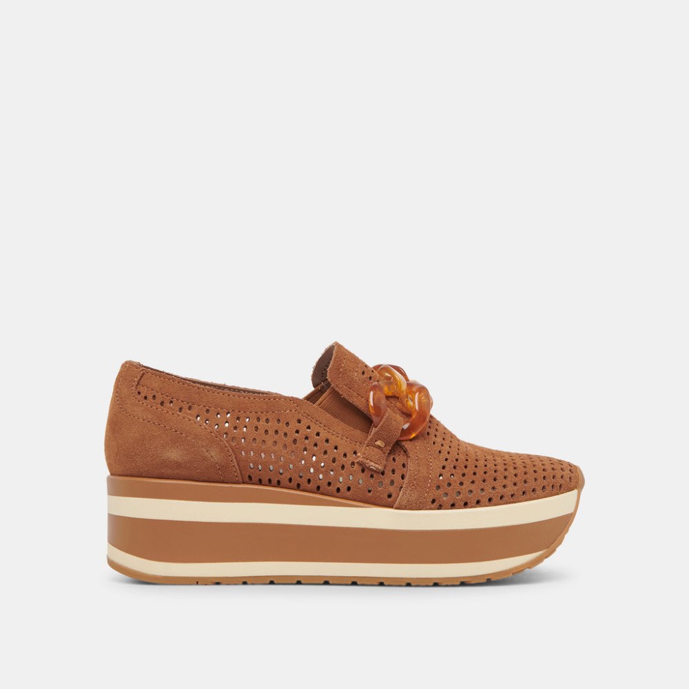 Dolce Vita Jhenee Perforated Sneakers Pecan Suede