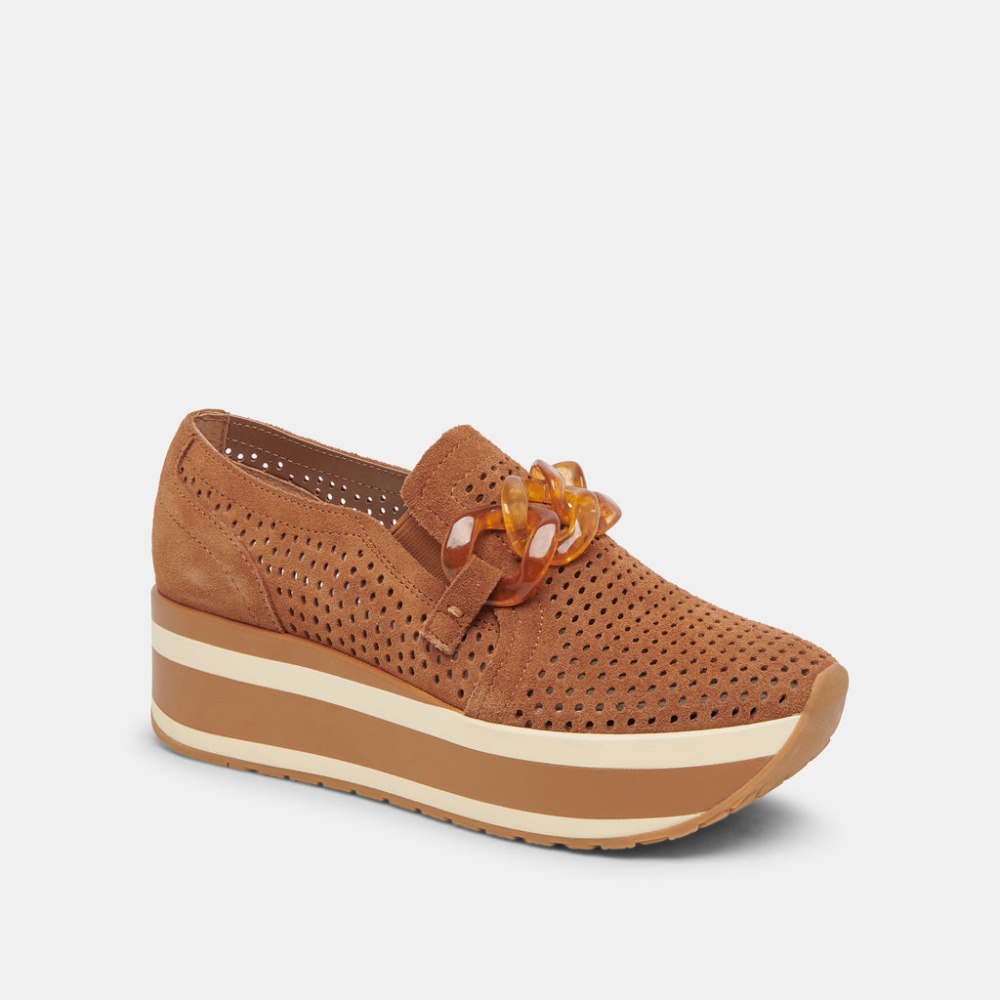 Dolce Vita Jhenee Perforated Sneakers Pecan Suede