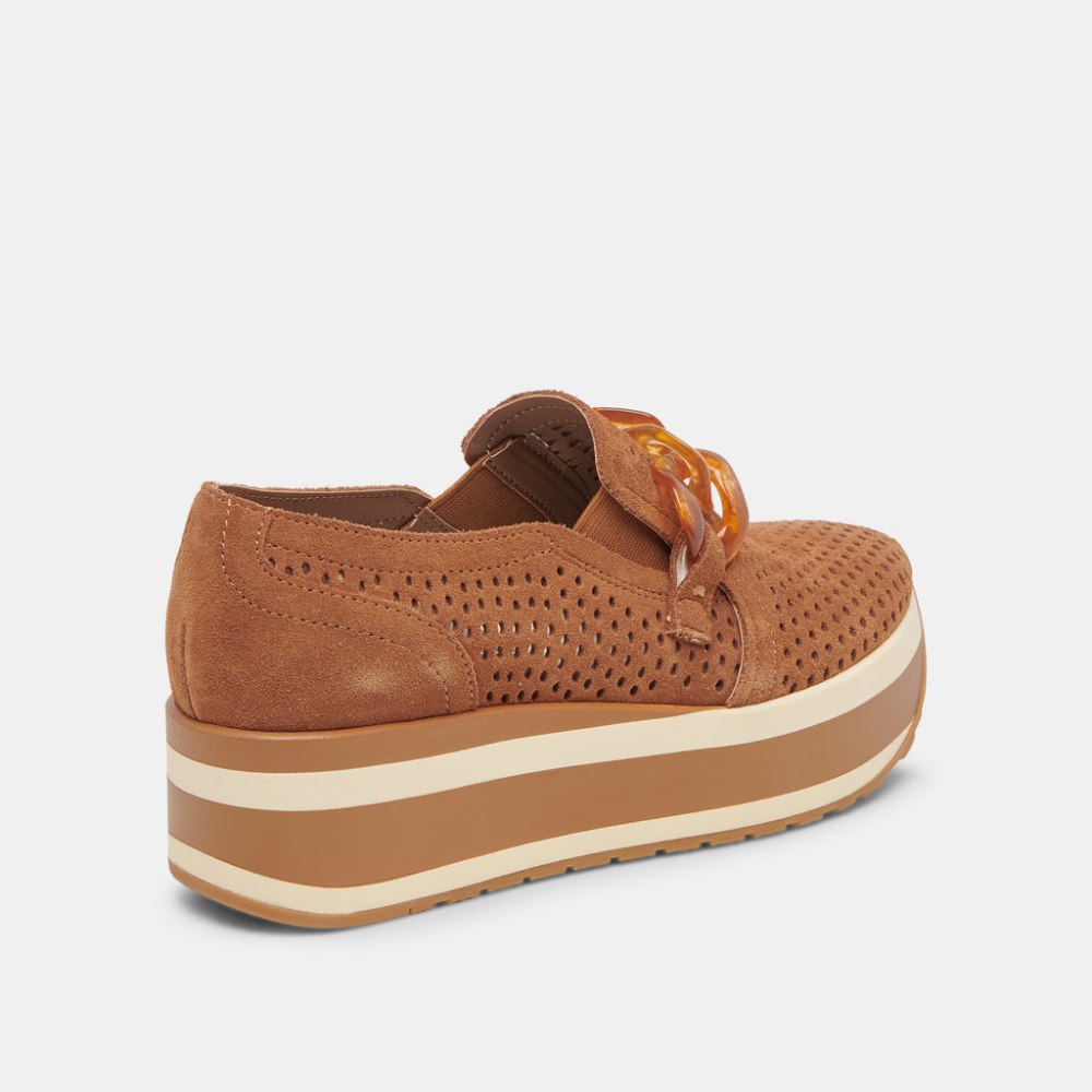 Dolce Vita Jhenee Perforated Sneakers Pecan Suede
