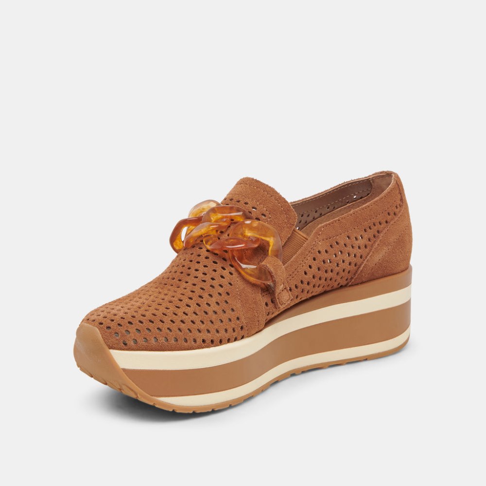 Dolce Vita Jhenee Perforated Sneakers Pecan Suede
