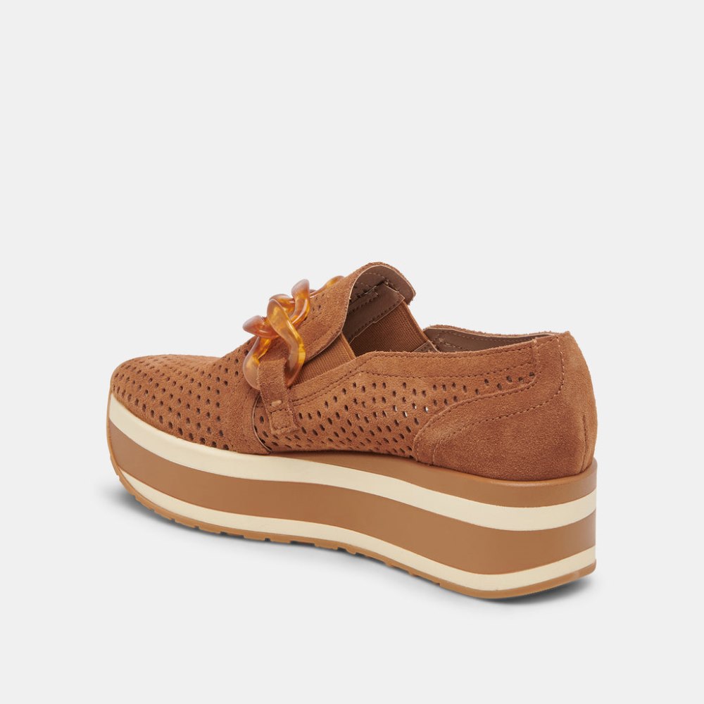 Dolce Vita Jhenee Perforated Sneakers Pecan Suede