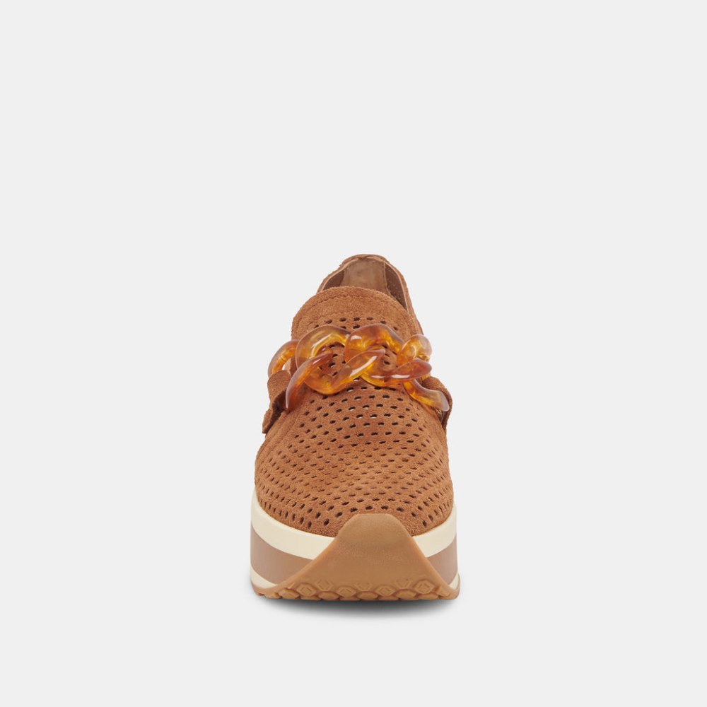 Dolce Vita Jhenee Perforated Sneakers Pecan Suede