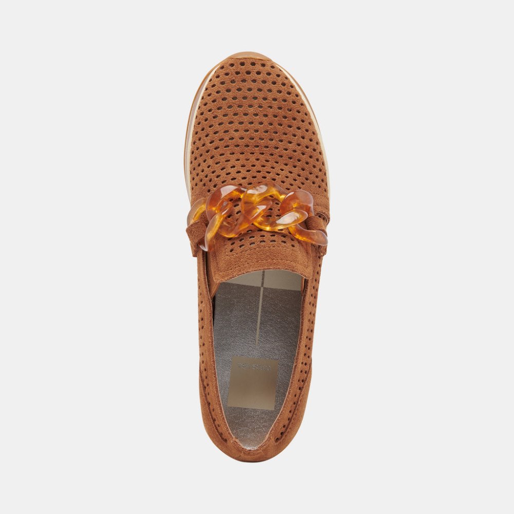 Dolce Vita Jhenee Perforated Sneakers Pecan Suede