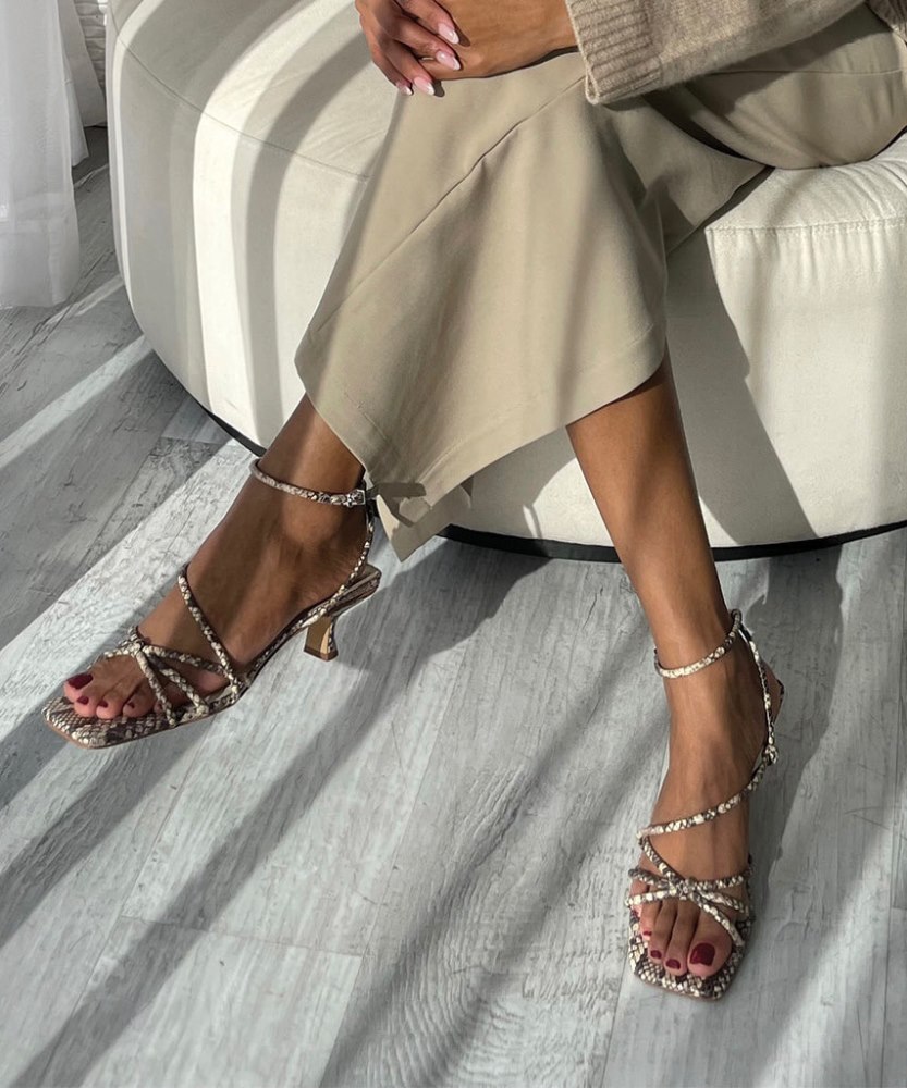 Dolce Vita Bev Heels Black White Embossed Snake