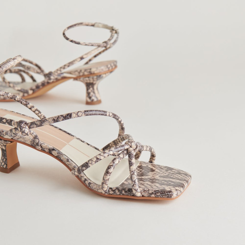 Dolce Vita Bev Heels Black White Embossed Snake