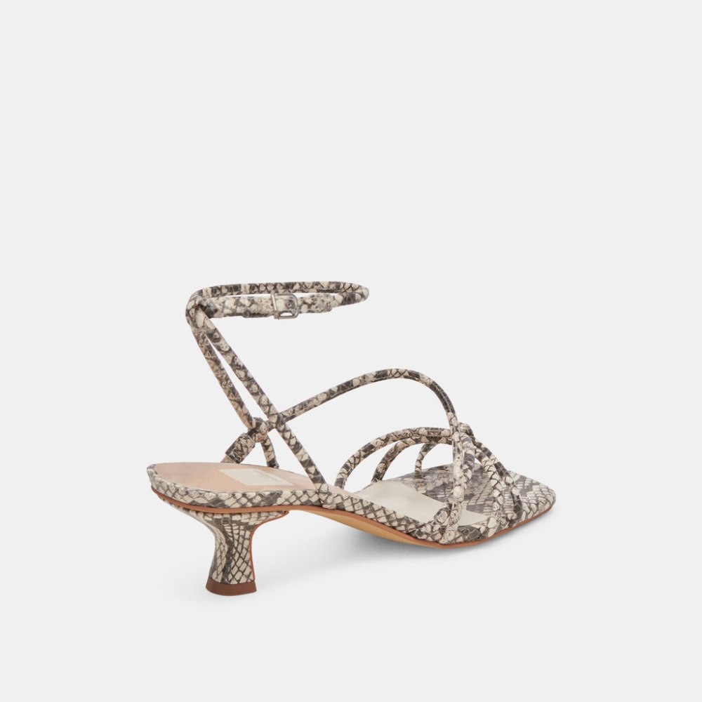 Dolce Vita Bev Heels Black White Embossed Snake