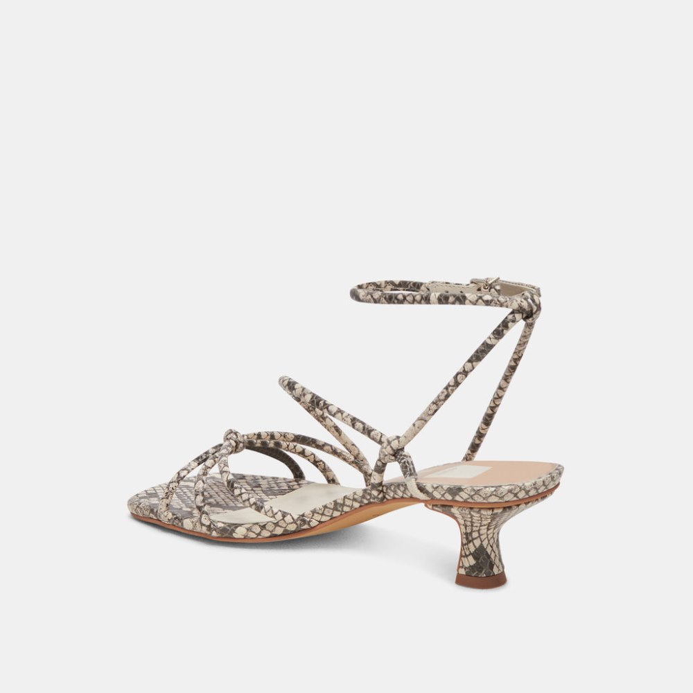 Dolce Vita Bev Heels Black White Embossed Snake