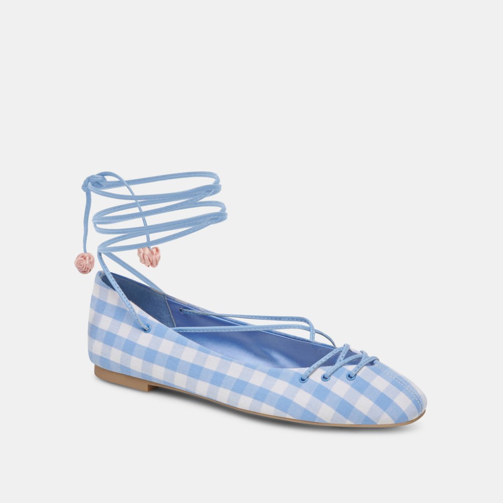 Dolce Vita Beate Ballet Flats White Blue Gingham