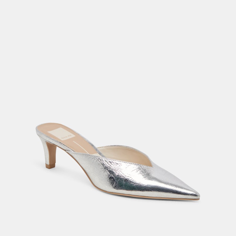 Dolce Vita Sarina Heels Silver Distressed Leather