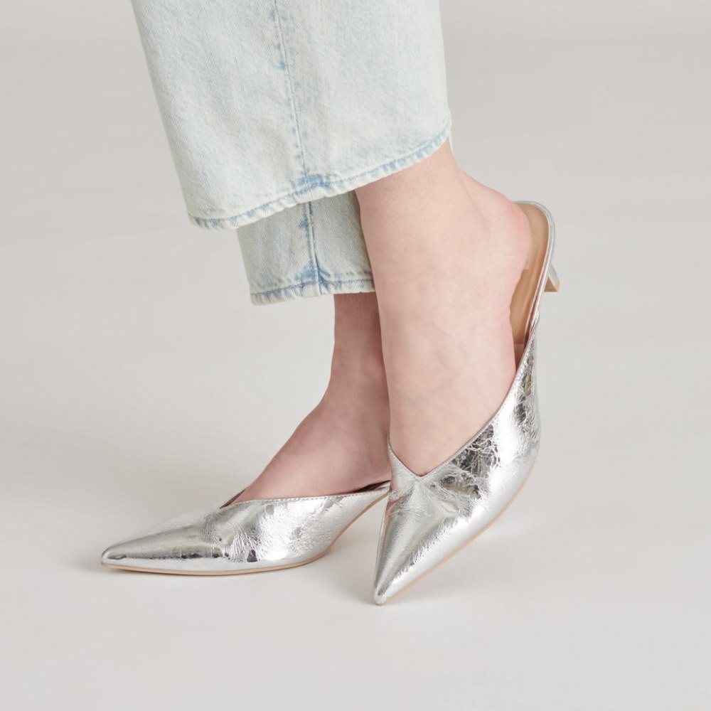 Dolce Vita Sarina Heels Silver Distressed Leather