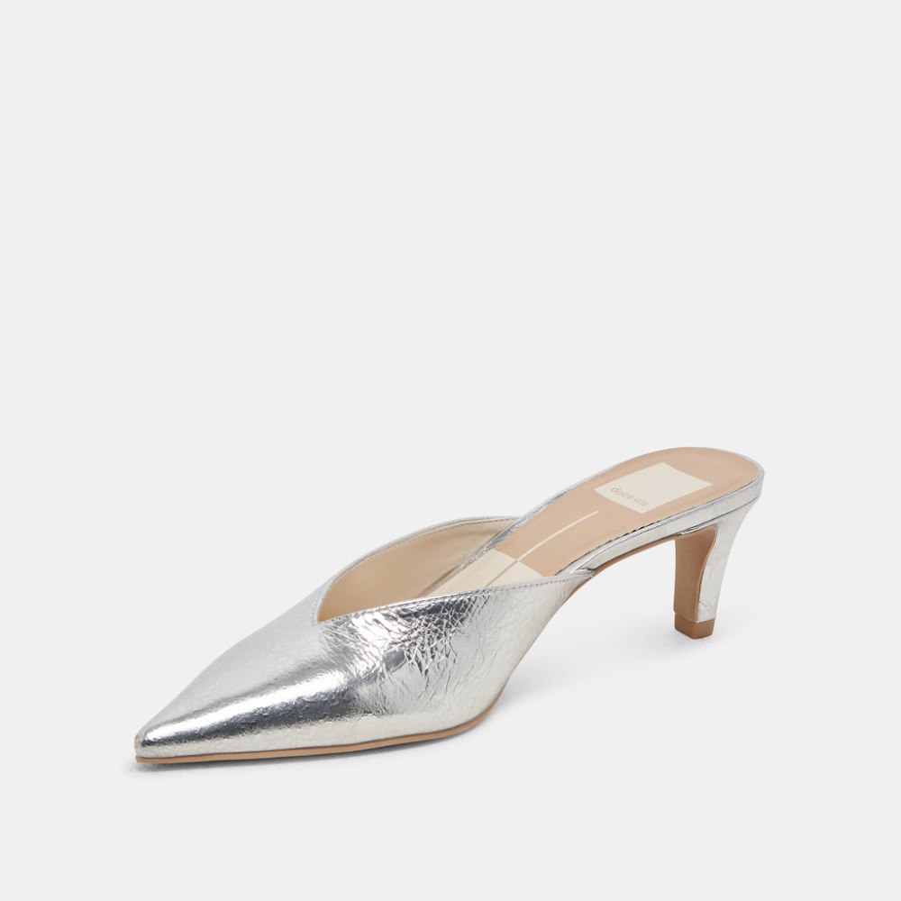 Dolce Vita Sarina Heels Silver Distressed Leather