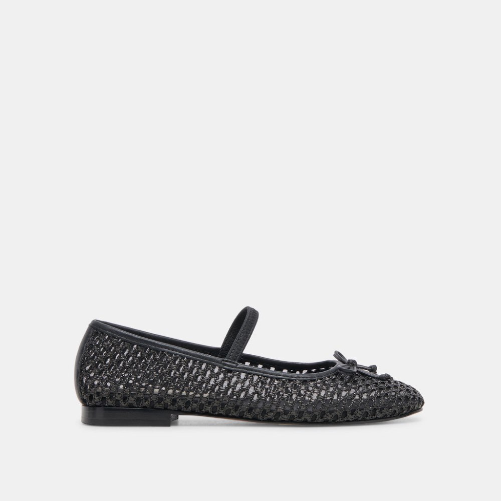 Dolce Vita Carin Raffia Ballet Flats Onyx Raffia
