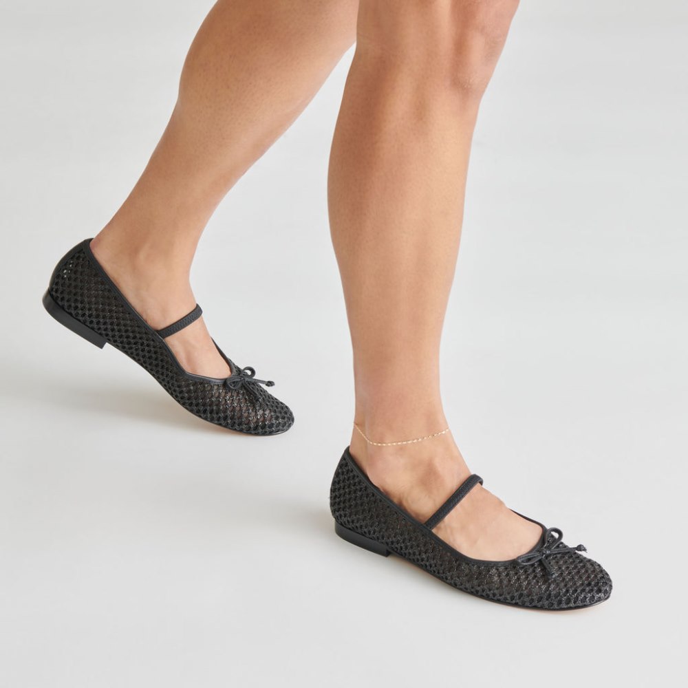 Dolce Vita Carin Raffia Ballet Flats Onyx Raffia