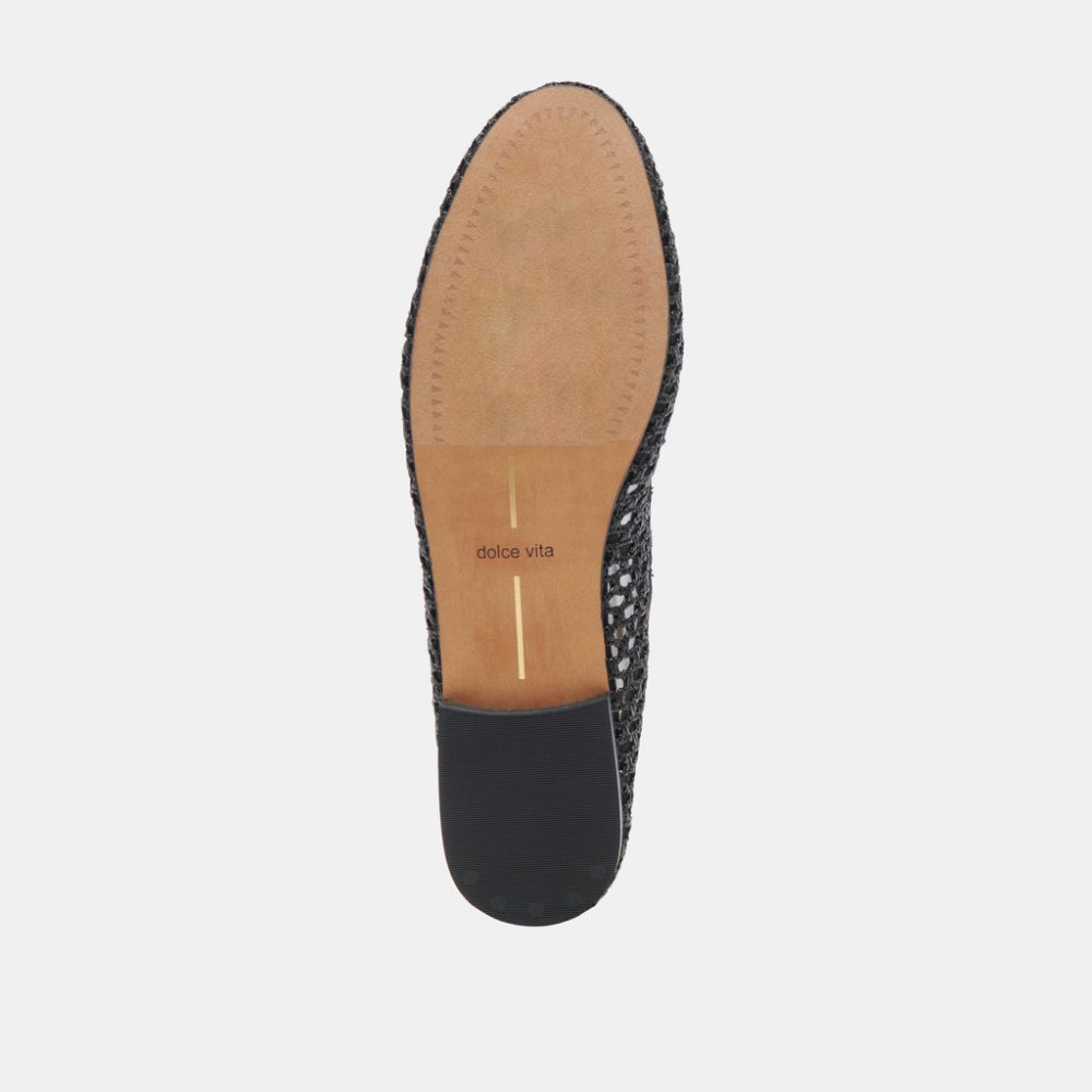Dolce Vita Carin Raffia Ballet Flats Onyx Raffia