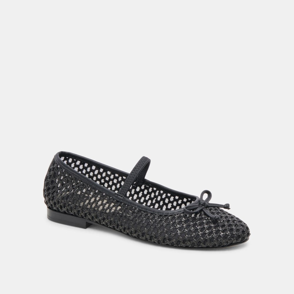 Dolce Vita Carin Raffia Ballet Flats Onyx Raffia