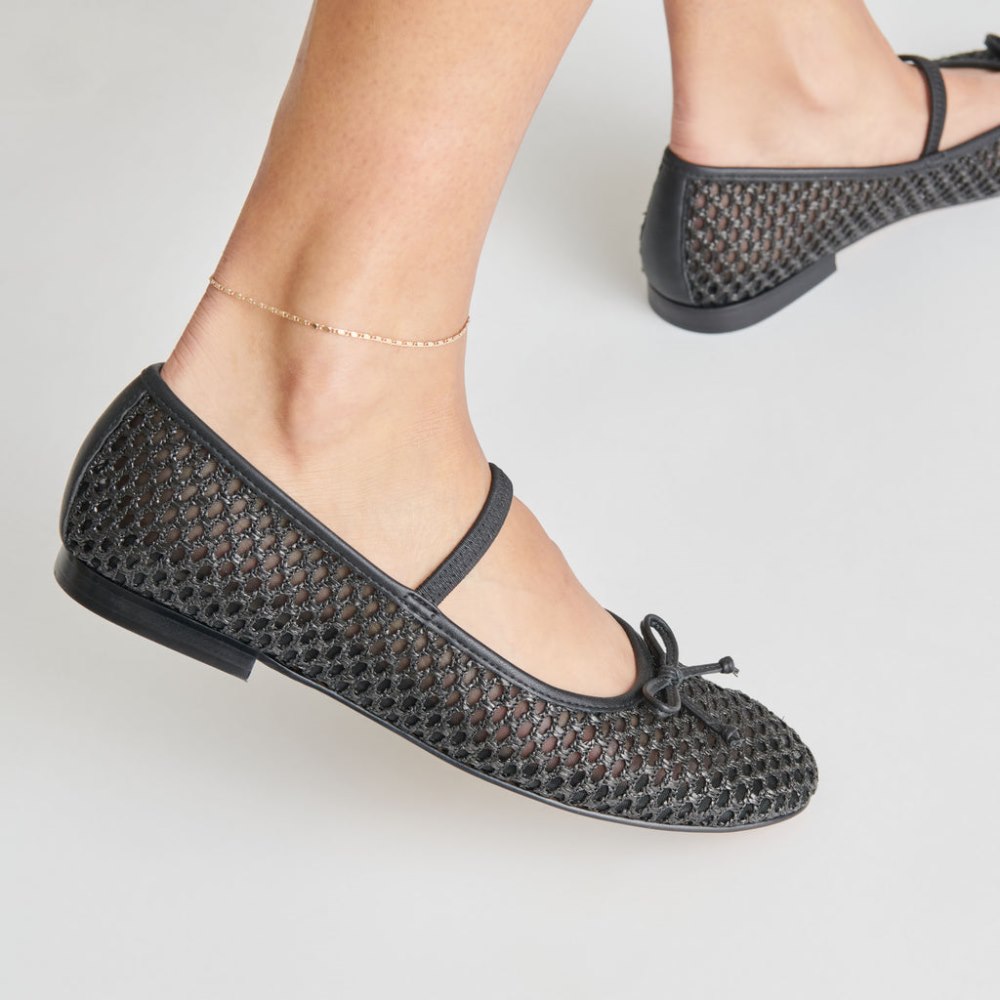Dolce Vita Carin Raffia Ballet Flats Onyx Raffia
