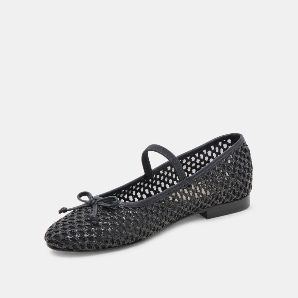 Dolce Vita Carin Raffia Ballet Flats Onyx Raffia