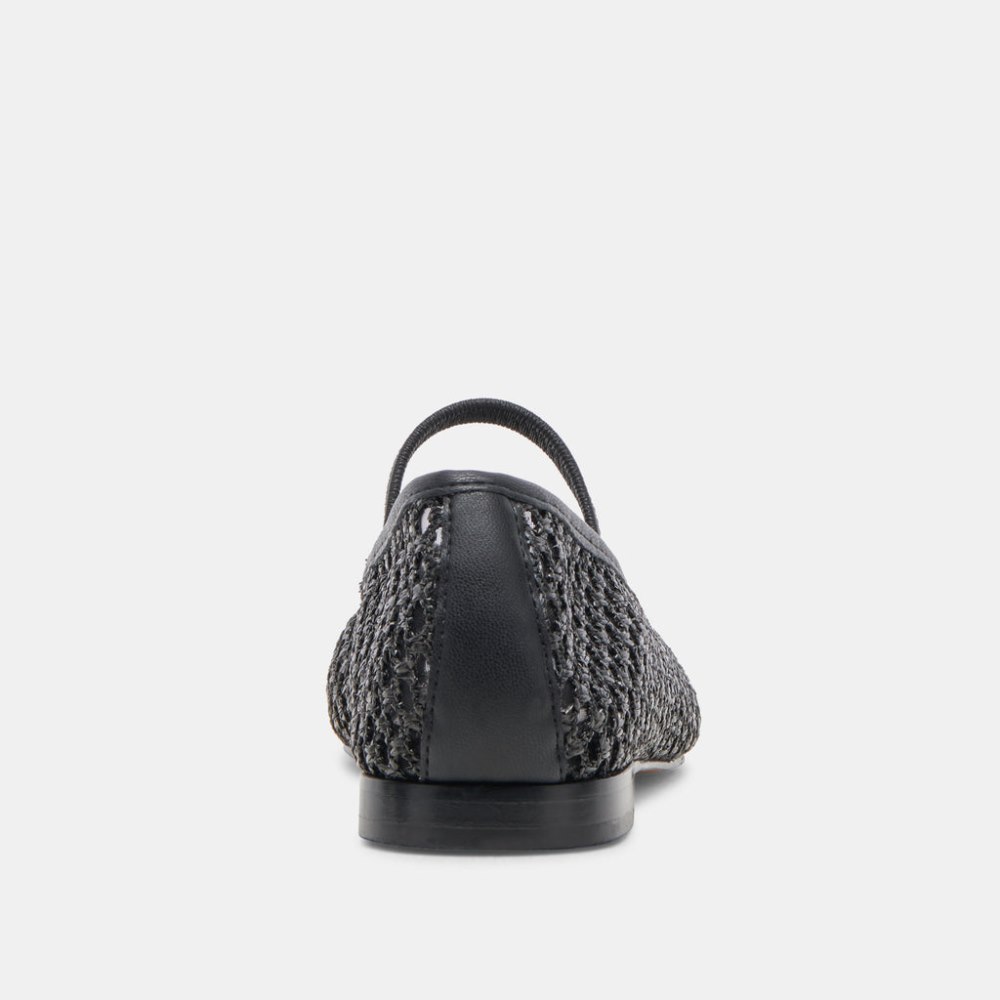 Dolce Vita Carin Raffia Ballet Flats Onyx Raffia
