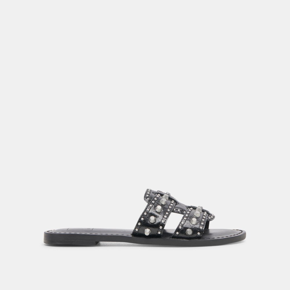 Dolce Vita Wesla Stud Sandals Midnight Crinkle Patent