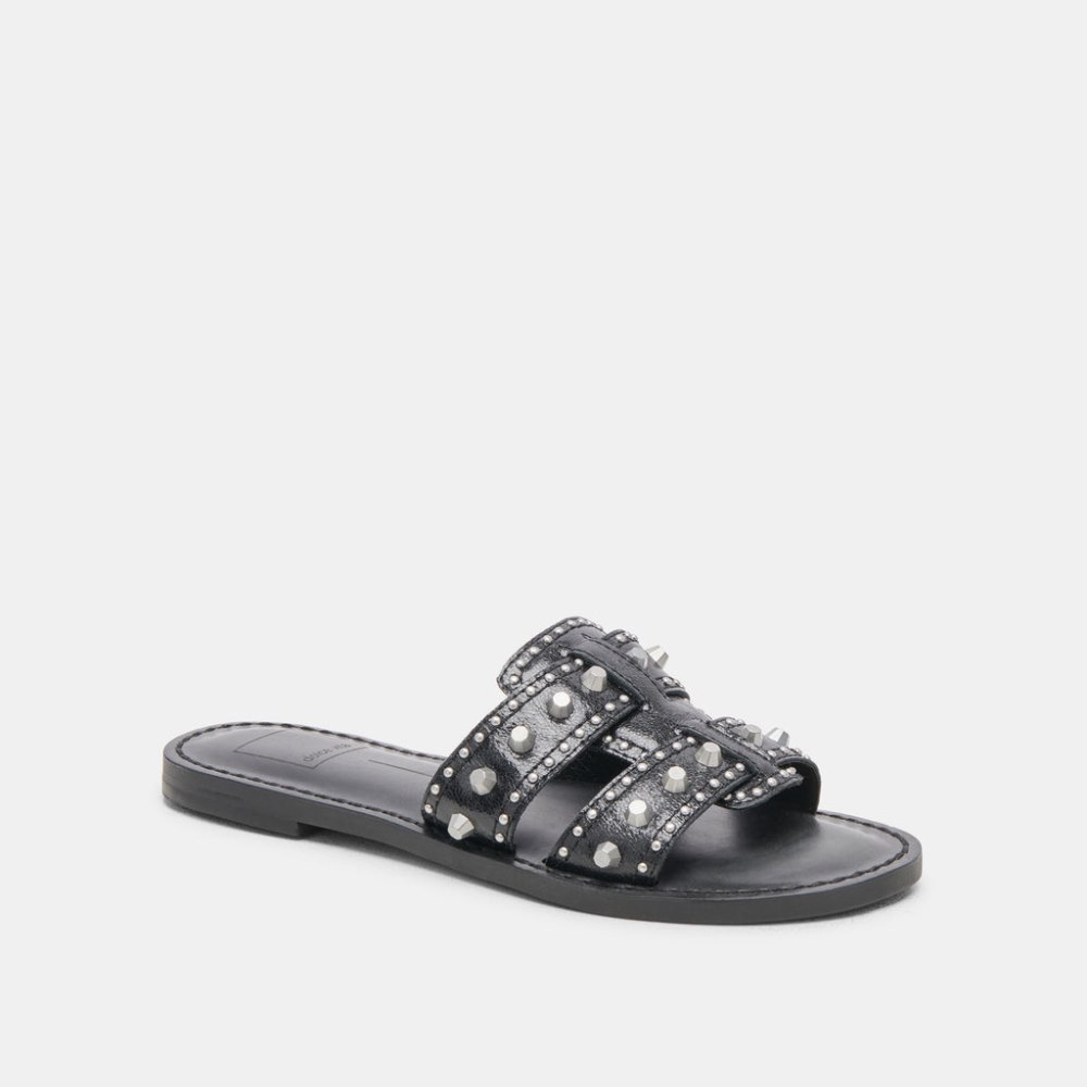 Dolce Vita Wesla Stud Sandals Midnight Crinkle Patent