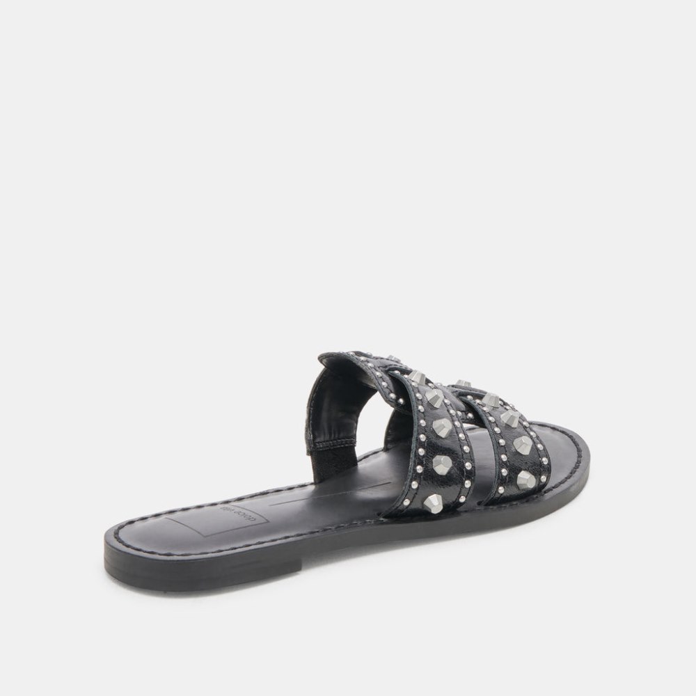 Dolce Vita Wesla Stud Sandals Midnight Crinkle Patent