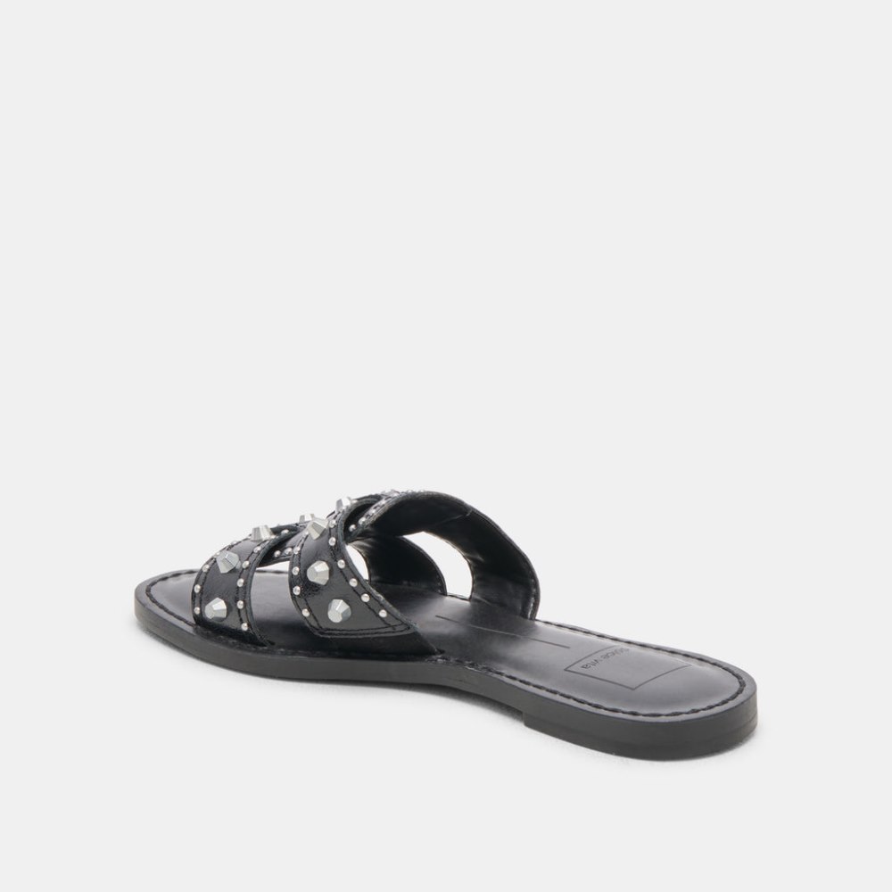 Dolce Vita Wesla Stud Sandals Midnight Crinkle Patent
