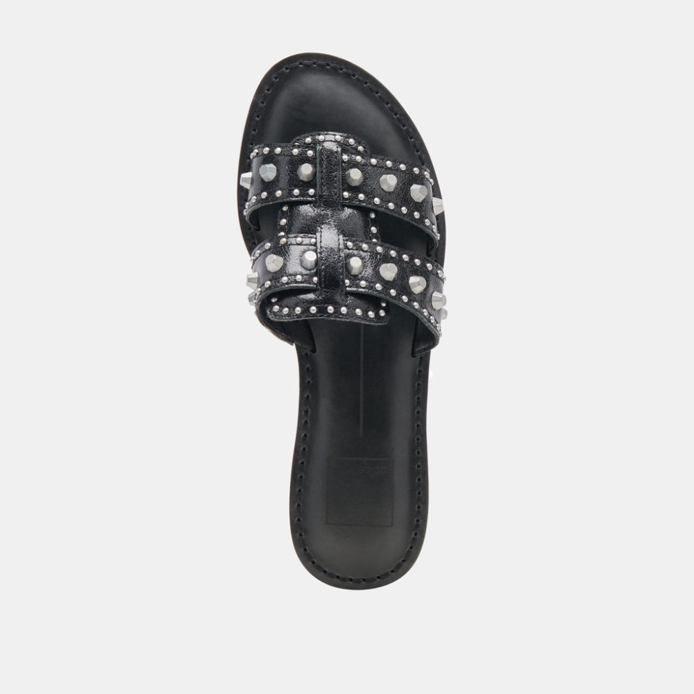 Dolce Vita Wesla Stud Sandals Midnight Crinkle Patent