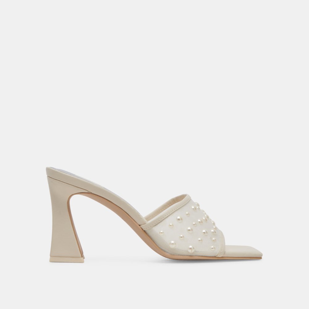 Dolce Vita Narda Pearl Heels Ivory Mesh