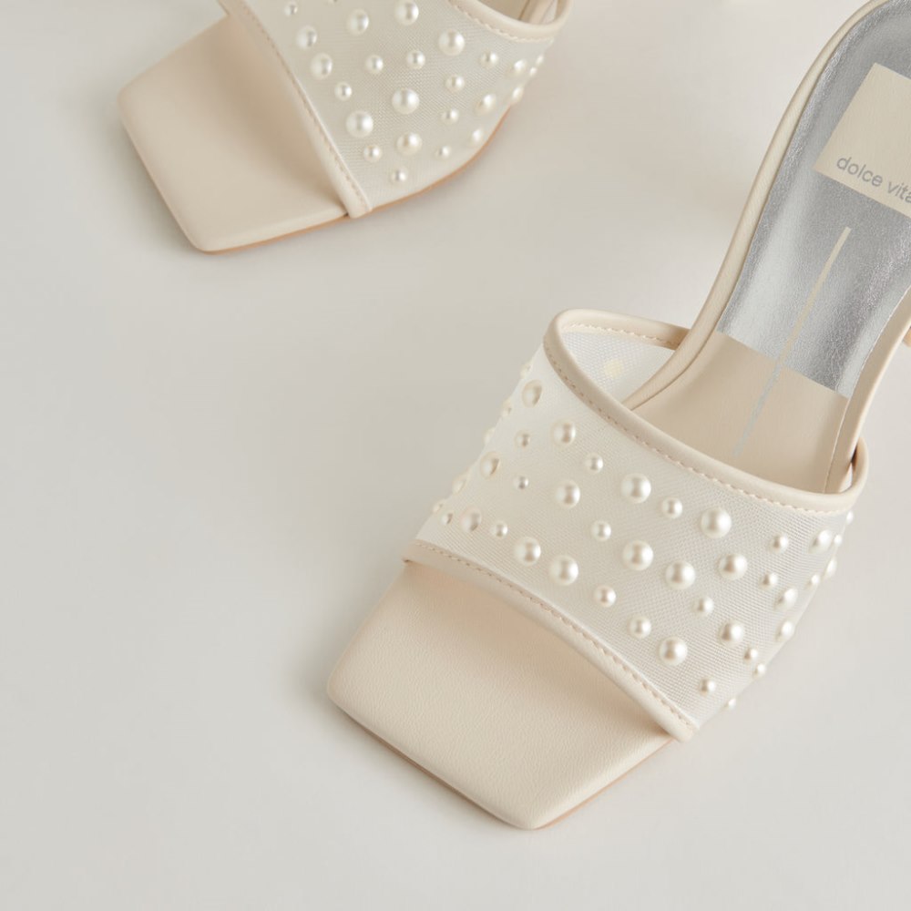 Dolce Vita Narda Pearl Heels Ivory Mesh