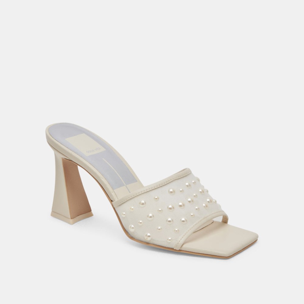 Dolce Vita Narda Pearl Heels Ivory Mesh