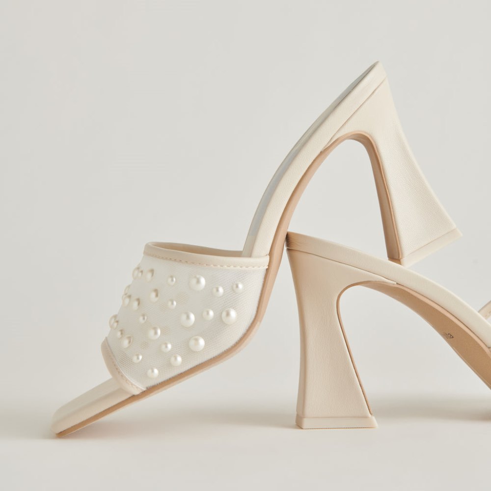 Dolce Vita Narda Pearl Heels Ivory Mesh