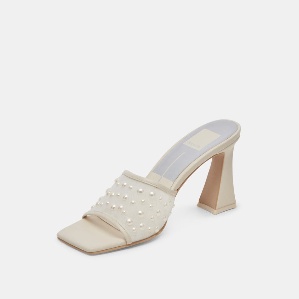 Dolce Vita Narda Pearl Heels Ivory Mesh